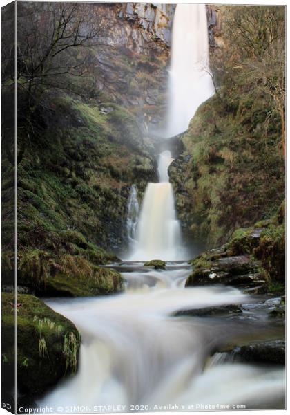 PISTYLL RHAEADR WATERFALL Canvas Print by SIMON STAPLEY