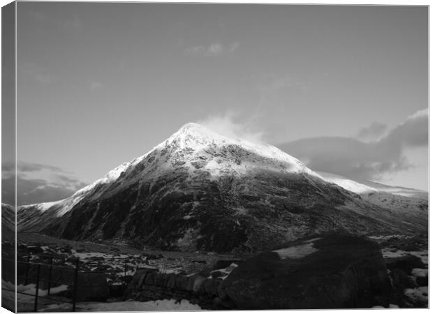 Black and White mountain in Snowdonia Canvas Print by Christopher Stores