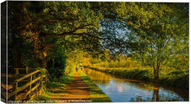 Autumn canal walk Canvas Print by Clive Ingram