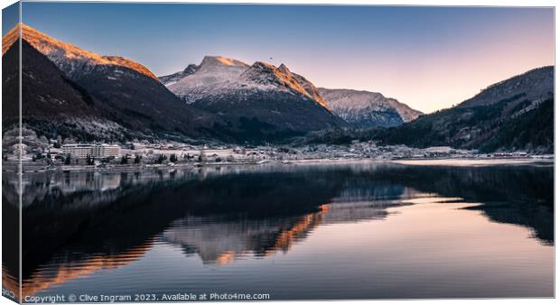 Majestic Loen Fjord Canvas Print by Clive Ingram
