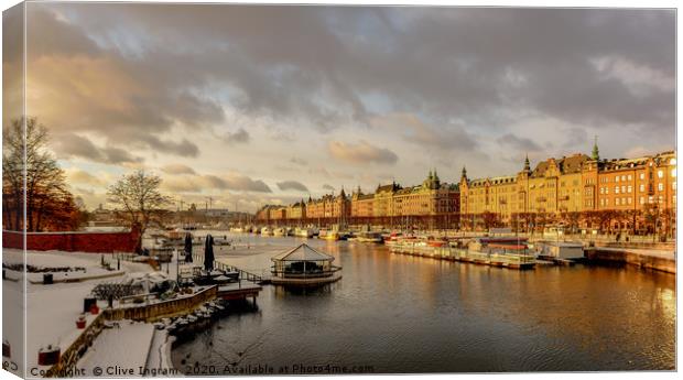 Stockholm in winter Canvas Print by Clive Ingram