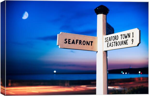 Seaford Seafront Sign Canvas Print by Ben Russell