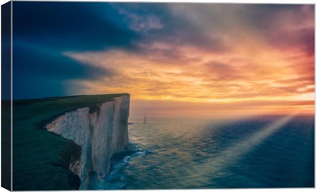 First Light Over Eastbourn Lighthouse  Canvas Print by Ben Russell