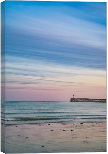 Newhaven Lighthouse Layers Of Blue Canvas Print by Ben Russell