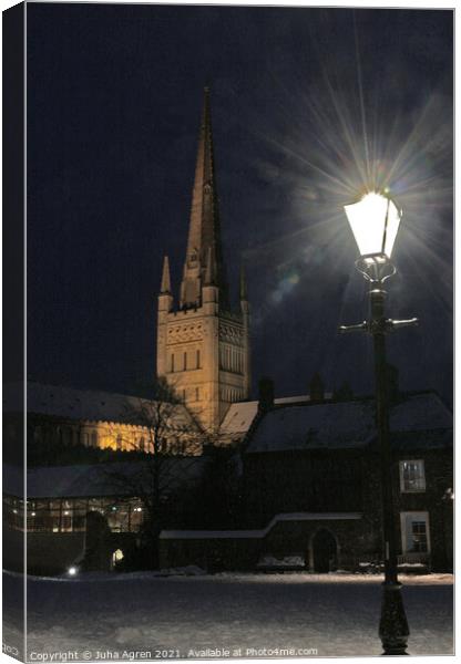 Norwich Cathedral Winter Canvas Print by Juha Agren