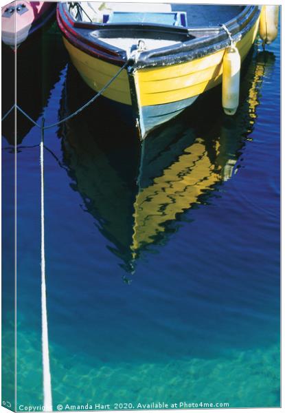 Boat Reflection Canvas Print by Amanda Hart