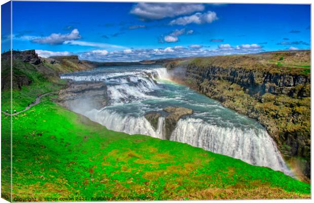 Gullfoss waterfall Iceland Canvas Print by simon cowan