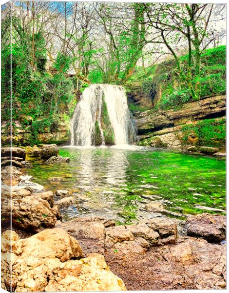 Janet's Foss Waterfall Yorkshire Dales National Pa Canvas Print by simon cowan