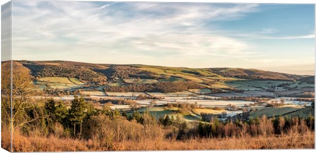 Frosty dawn view across the Vale of Porlock Canvas Print by Shaun Davey