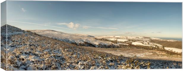 Snowy landscape around Dunkery Hill, Exmoor National Park Canvas Print by Shaun Davey
