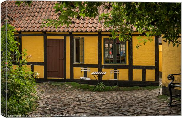 the courtyard behind H C andersen´s  childhood home in Odense Canvas Print by Stig Alenäs