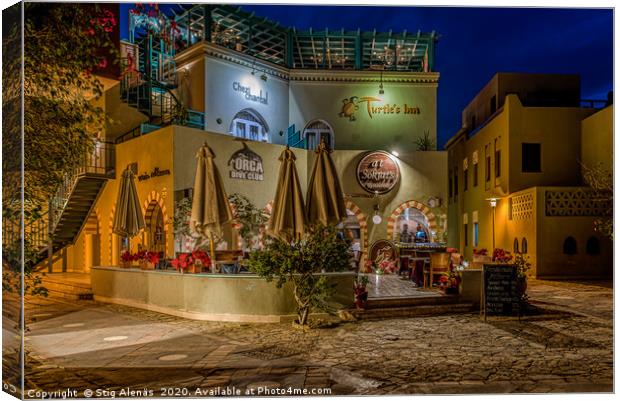 colorful arabic restaurant at night Canvas Print by Stig Alenäs
