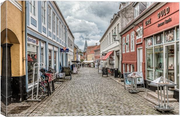 Shopping street  with many different stores in Ebe Canvas Print by Stig Alenäs