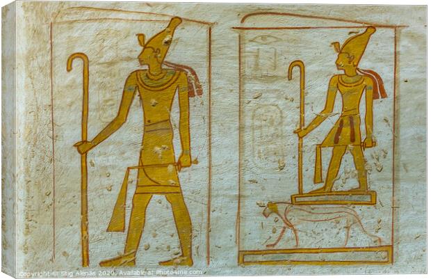 Wallpainting of the egyptian god Osiris  Canvas Print by Stig Alenäs