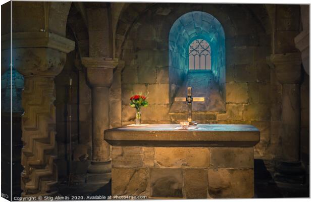 The altar in the crypt of Lund cathedral Canvas Print by Stig Alenäs