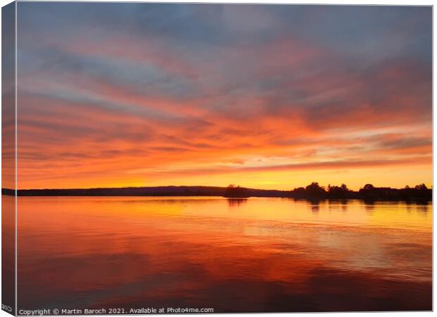 Red-orange Lake Zug Sunset Canvas Print by Martin Baroch