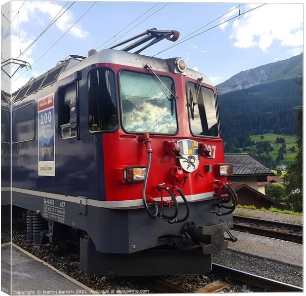 Swiss Mountain Train Locomotive Canvas Print by Martin Baroch