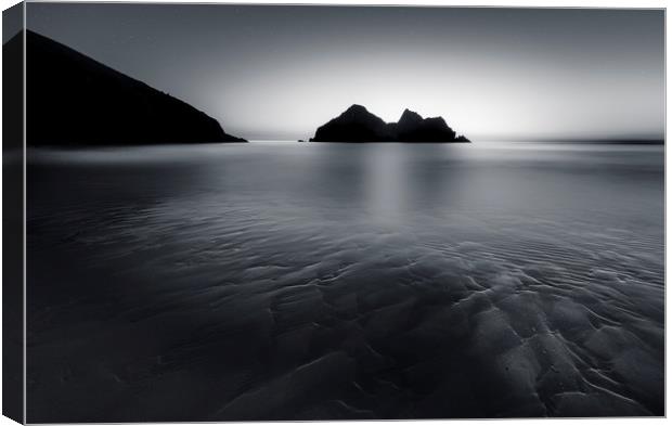 Twilight Contrasts, Holywell Bay, Cornwall Canvas Print by Mick Blakey