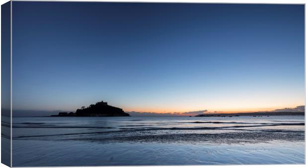 Silhouette of St Michaels Mount, Cornwall Canvas Print by Mick Blakey
