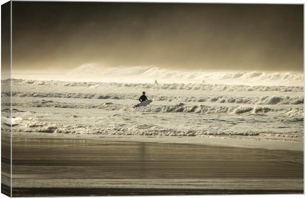 Evening Surf, Fistral beach Canvas Print by Mick Blakey