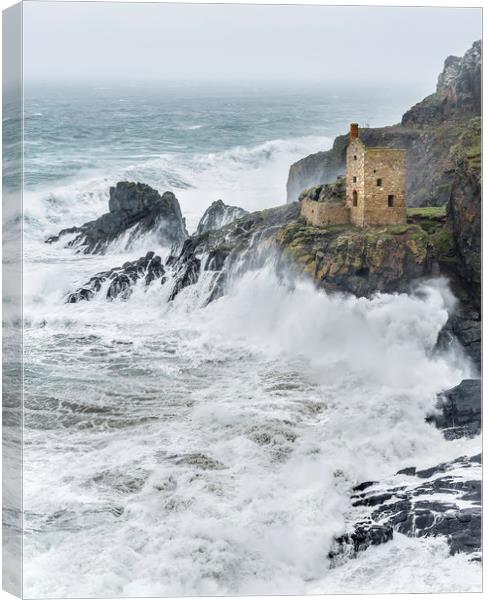 Atlantic Swell, Crown Engine Houses, Cornwall Canvas Print by Mick Blakey