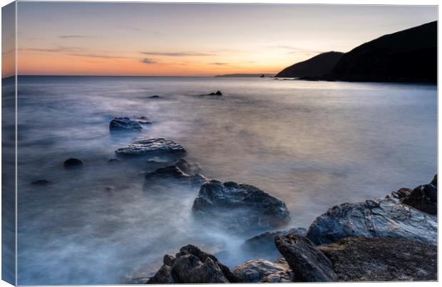 Tranquil Sunset, Portwrinkle, Cornwall Canvas Print by Mick Blakey