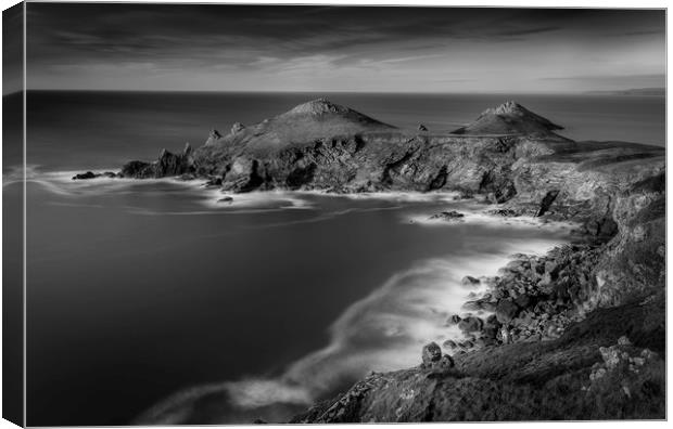 Contrasts in the surf, The Rumps, Cornwall Canvas Print by Mick Blakey
