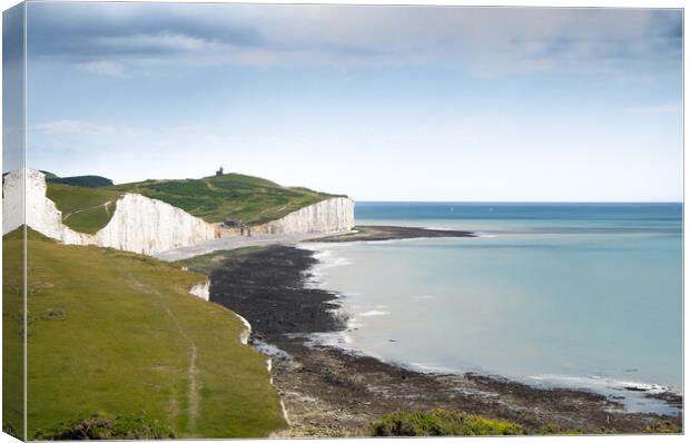 Birling Gap and Belle Tout Canvas Print by Mark Jones