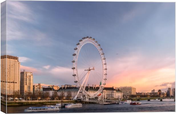 London Eye Sunset Canvas Print by Mark Jones