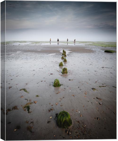 Footsteps, Worthing Beach Canvas Print by Mark Jones