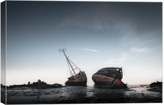 Pin Mill Wrecks Canvas Print by Mark Jones