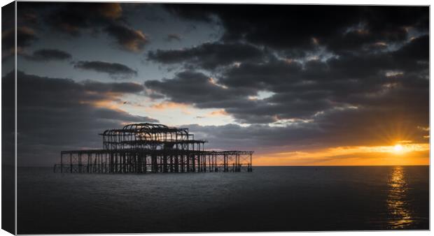 Brighton West Pier, Sunburst Canvas Print by Mark Jones