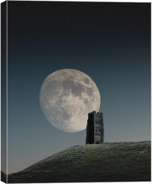 Moonrise at Glastonbury Tor Canvas Print by Mark Jones