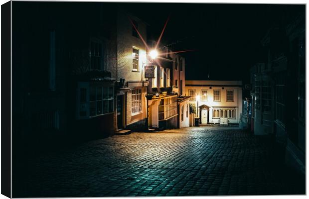 Quay Street, Lymington, Hampshire, UK, at night Canvas Print by Mark Jones