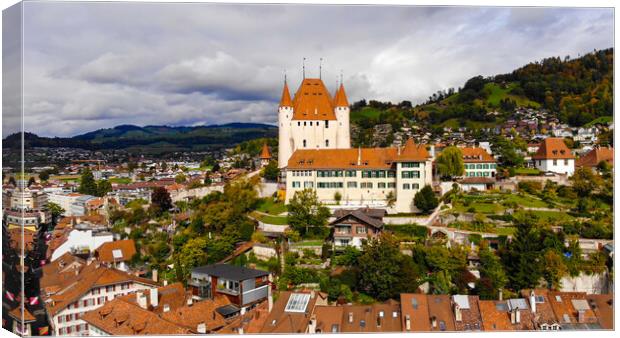 Aerial view over the city of Thun in Switzerland Canvas Print by Erik Lattwein