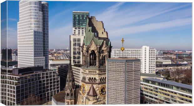 Famous Kaiser Wilhelm Memorial Church in Berlin Canvas Print by Erik Lattwein