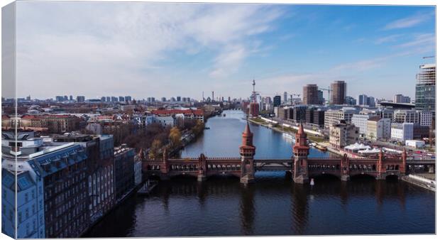 River Spree in the city of Berlin with Oberbaum Bridge Canvas Print by Erik Lattwein