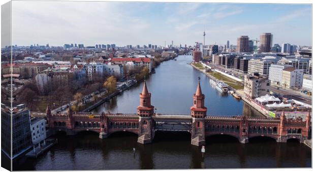 River Spree in the city of Berlin with Oberbaum Bridge Canvas Print by Erik Lattwein