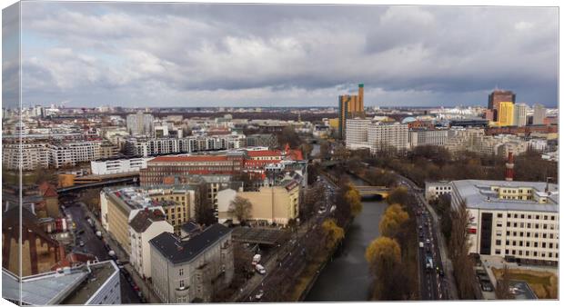 Beautiful city of Berlin from above - aerial view Canvas Print by Erik Lattwein
