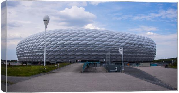 Famous Allianz Arena stadium in Munich - Home of famous soccer club FC Bayern Muenchen - MUNICH, GERMANY - JUNE 03, 2021 - CITY OF MUNICH, GERMANY - JUNE 03, 2021 Canvas Print by Erik Lattwein