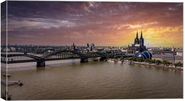 The bridges over River Rhine in Cologne - CITY OF COLOGNE, GERMA Canvas Print by Erik Lattwein