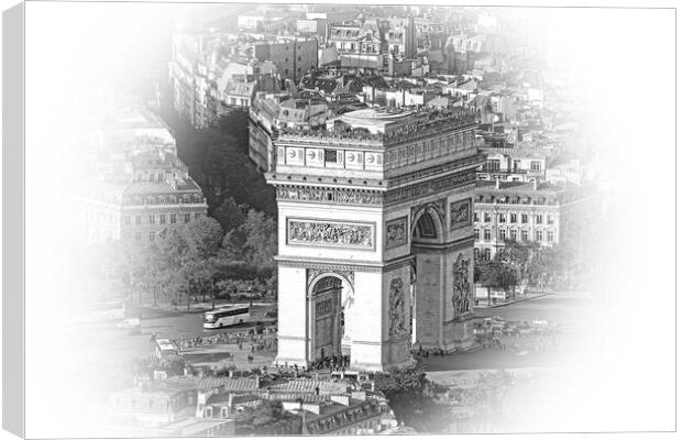 Famous Triumphs Arch called Arc de Triomphe in Paris - aerial vi Canvas Print by Erik Lattwein