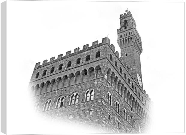 Famous Palazzo Vecchio in Florence - the Vecchio Palace in the h Canvas Print by Erik Lattwein