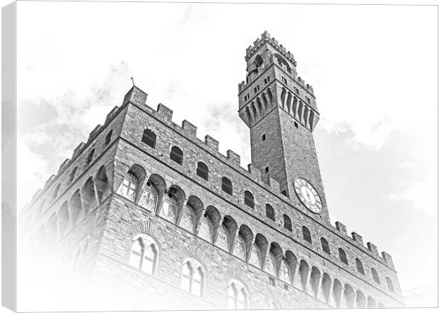 Famous Palazzo Vecchio in Florence - the Vecchio Palace in the h Canvas Print by Erik Lattwein