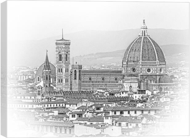 Cathedral of Santa Maria del Fiore in Florence on Duomo Square - Canvas Print by Erik Lattwein