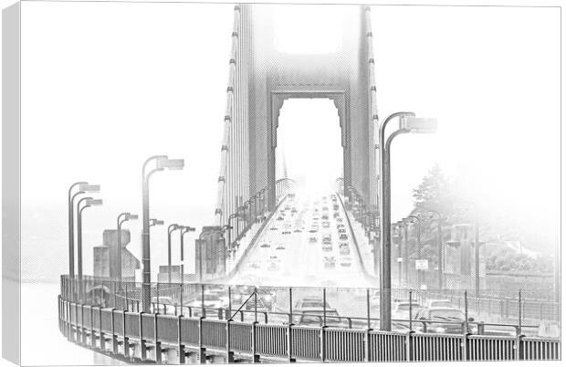 The Golden Gate Bridge in San Francisco on a foggy day Canvas Print by Erik Lattwein