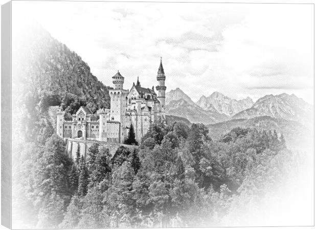 Famous Neuschwanstein Castle in Bavaria Germany Canvas Print by Erik Lattwein