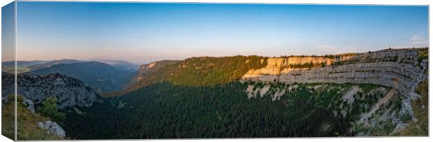 Panoramic view over Creux du Van in Switzerland Canvas Print by Erik Lattwein