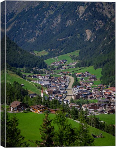 Aerial view over the village of Soelden in Austria Canvas Print by Erik Lattwein