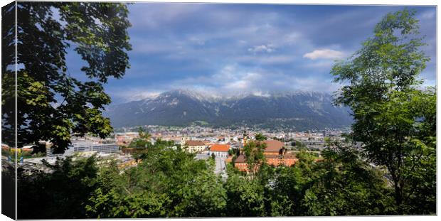 Aerial view over the city of Innsbruck in Austria Canvas Print by Erik Lattwein